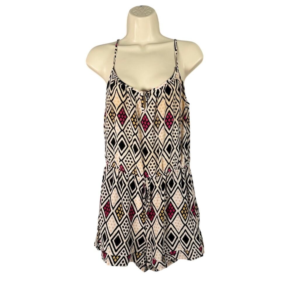 Twelfth Street Cynthia Vincent Romper Medium Silk Geometric Print Festival Cute